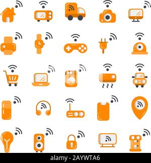 Internet of Things flat icon set. Vector and Illustration. Stock Vector