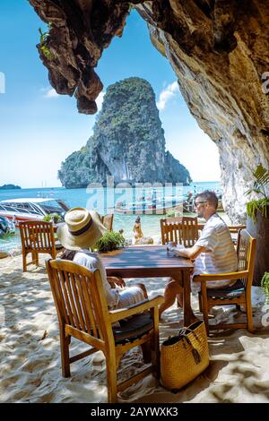 Krabi Thailand January 2020, Restaurant the Grotto on Railay beach with ...