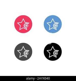 Favorites icon with plus symbol. Favorite icon, Star add plus sign, bookmark symbol, button Stock Vector