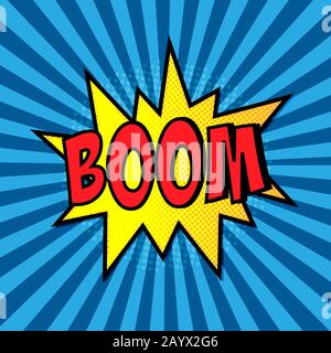 Boom. Comic book explosion. blue vector illustration Stock Vector