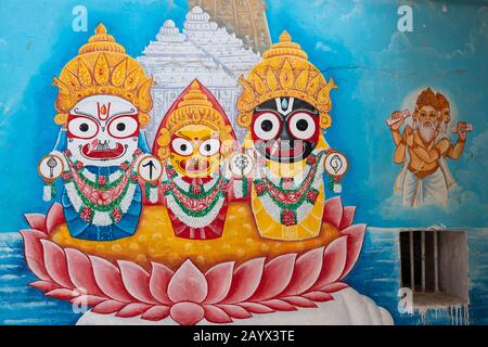 Jagannath, Balaram, Subhadra - 11 x 17 inches | Lord jagannath, Indian folk  art, Small canvas art