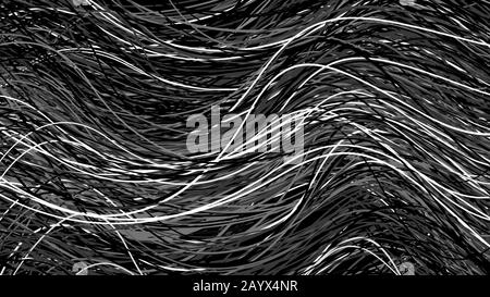 Black and white background with wires, cables, telecommunication pattern, abstract digital monochrome vector print Stock Vector