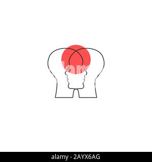 empathy logo, coach icon, two faces and circle, psychologist sign, empathy idea, psychology concept, vector illustration Stock Vector