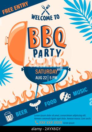 Summer barbecue picnic vector welcome poster Stock Vector Image & Art ...