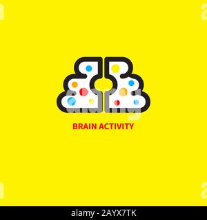 Human brain abstract icon, neurotransmitters logo, neuro concept Stock Vector