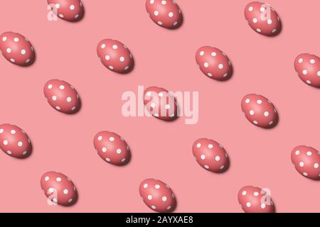 Trendy Easter pattern with pink eggs in dots Stock Photo