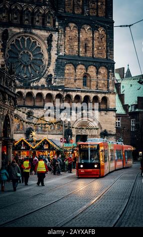 Germany, Bremen, Christmas market mid day Stock Photo