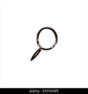 Icon sign with loupe for Specialization or Search section. Black hand draw doodle sketch can be used in greeting cards, posters, flyers, banners, logos, web design, CV etc. Vector illustration. EPS10 Stock Vector