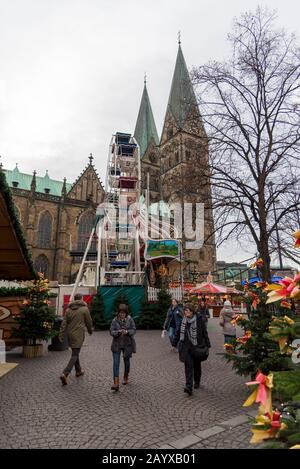 Germany, Bremen, Christmas market mid day Stock Photo
