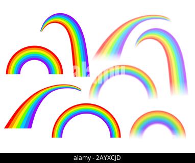 Rainbows in different shape on white background Stock Photo
