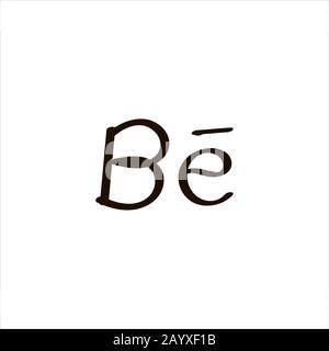 Icon sign with Be letter for Social pages section. Black hand draw doodle sketch can be used in greeting cards, posters, flyers, banners, logos, web design, CV etc. Vector illustration. EPS10 Stock Vector