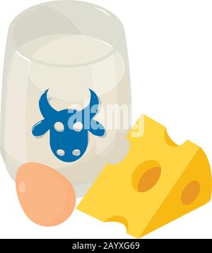Milk food icon, isometric style Stock Vector