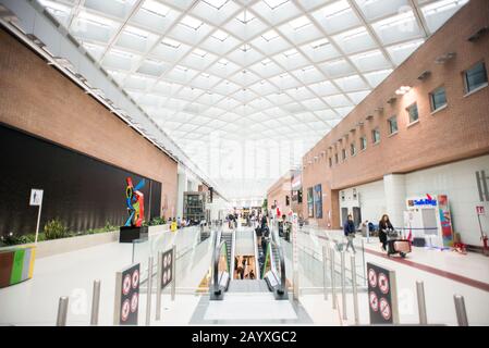 Venice, Italy- May 15, 2019: Interior of Marco Polo Airport in Venice. Airport Hall of Departures. Stock Photo