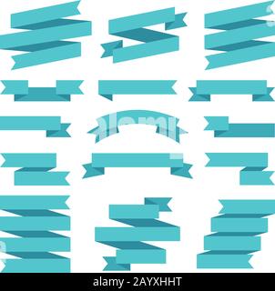 Paper banners ribbons in origami style. Set of banner ribbon templates for decoration and advertisement. Vector illustration Stock Vector