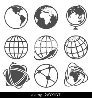 earth planet with circle arrow around over white background, line style ...