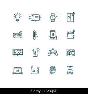Smart house icons. Home automation control systems symbols for Internet of things concept. Icon thing for smart house system and technology device smart house. Vector illustration Stock Vector