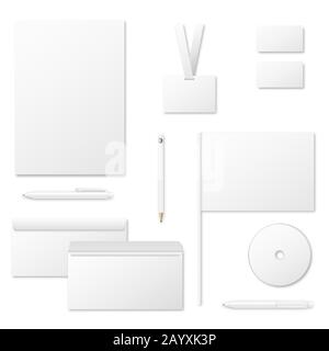 Printing materials vector template for corporate identity. Card business template corporate identity. Print paper envelope and stationery blank for corporate identity illustration Stock Vector