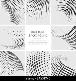 Grunge halftone dotted abstract vector backgrounds set. Dotted grunge texture and pattern dotted of collection illustration Stock Vector