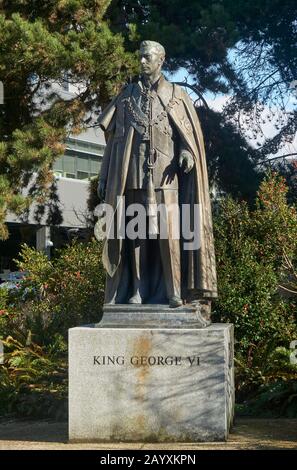 Statue of King George VI on the campus of the University of British Columbia, Vancouver, BC, Canada Stock Photo