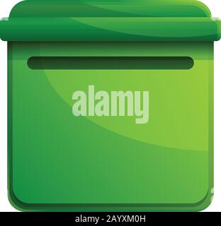 Green mailbox icon. Cartoon of green mailbox vector icon for web design isolated on white background Stock Vector