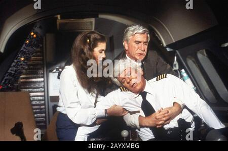 AIRPLANE !  1980 Paramount Pictures film with from left: Julie Hagerty, Peter Graves, Leslie Nielsen Stock Photo