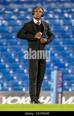 London, UK. 17th Feb, 2020. Odion Ighalo (on loan from Shanghai Shenhua) of Man Utd surveys the pitch ahead of the Premier League match between Chelsea and Manchester United at Stamford Bridge, London, England on 17 February 2020. Photo by David Horn. Credit: PRiME Media Images/Alamy Live News
