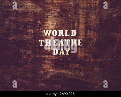 Happy THEATRE DAY. Beautiful greeting card. Isolated background Stock Photo