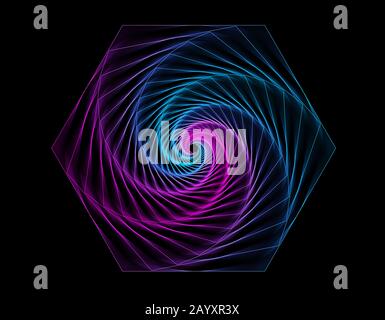 Colorful hexagon. Blue and purple spirograph Stock Photo