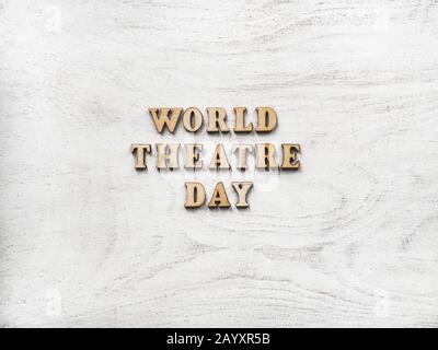 Happy THEATRE DAY. Beautiful greeting card. Isolated background Stock Photo