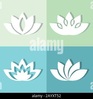 White flowers on soft background with shadow. Elegant nature elements. Vector illustration Stock Vector