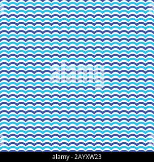 Blue sea waves seamless pattern decoration. Line water wave vector illustration Stock Vector