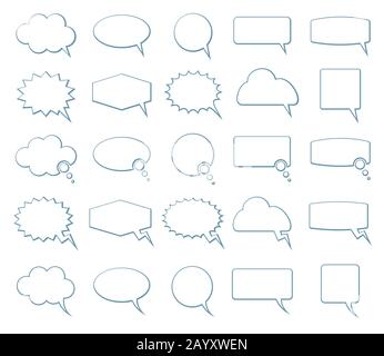 Empty speech bubbles vector icons. Blank bubbles set for talk and message communication illustration Stock Vector