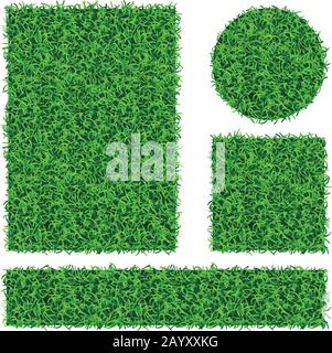 Green grass vector banners set. Flora decoration grass plant and nature floral grass illustration Stock Vector