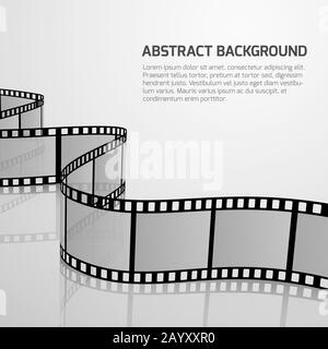 Vector cinema movie background with retro film strip roll. Negative film strip for cinema, illustration of concept banner fo cinematography and cinema Stock Vector