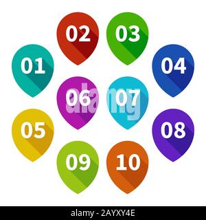 Map icons Marker pointer Pin - Numbered Pin Marker For Gps Map Flat Icons Set Of Colored Pins For Gps Icon Pointer For Gps Position On Map Vector Illustration 2ayxy4e 