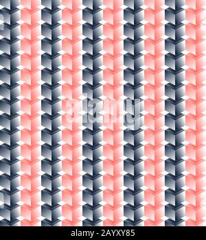 Vector seamless Pattern of pink and black cubes. Red and gay color luxury cubic background. Abstract Cube pattern background and decoration Stock Vector