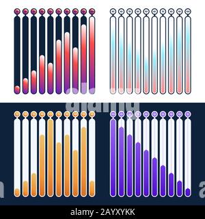 Set Premium quality marketing analytics bar chart presentation vector illustration template. Business data visualization design layout. Amazing corpor Stock Vector
