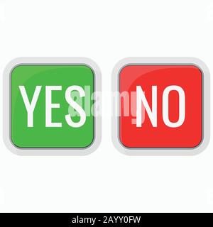 Yes and no vector flat icon set isolated on white background. Stock Vector