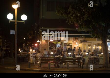 Cafe Dizengoff in Tel Aviv city center, Israel Stock Photo