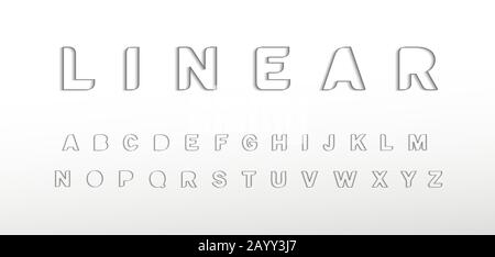 Linear border alphabet. Thin border line font, minimal type for modern futuristic logo, elegant monogram, digital device, posters and hud web graphic Stock Vector