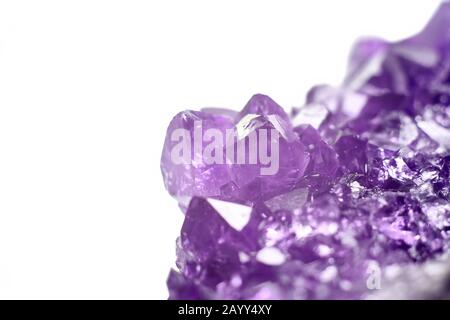 Amethyst crystals geode isolated on white background. Stock photo Stock Photo