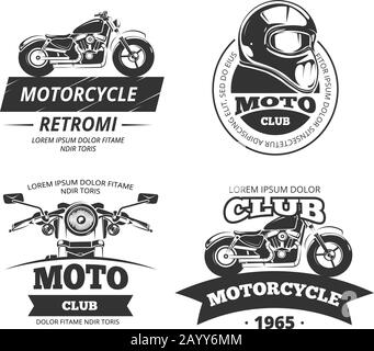 Biker club emblems. Retro motorcycle rider badges, moto sports emblem ...