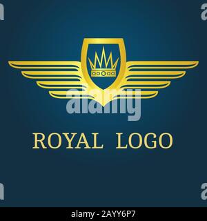 Royal logo. Crown with wings emblem vector Stock Vector