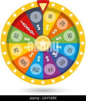 Win money jackpot with lucky fortune game colored wheel vector illustration Stock Vector