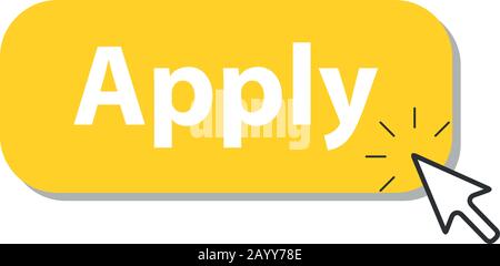 Cool vector 'Apply' button with cursor in flat design. Ideal for web form submission, campaign participation banners, blogs, content updates and news feed vector eps 10 Stock Vector
