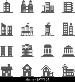 Building, house vector icons. House or home building set icon and illustration architecture property building Stock Vector