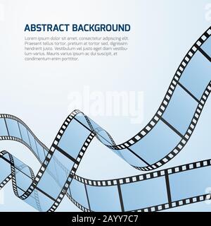 Film strip roll vector cinema background. Cinematography strip film background and wave stripe film illustration Stock Vector