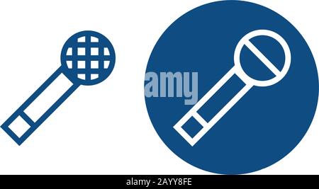 Simple wireless microphone. Option in a circle and without it. Vector blue icons. Stock Vector