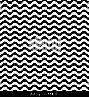 Waves seamless pattern in black and white. Background, monochrome wave texture, vector illustration Stock Vector