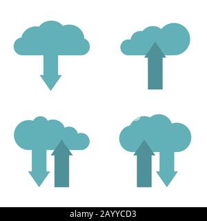 Flat cloud service icons on white background. Internet communication network , vector illustration Stock Vector